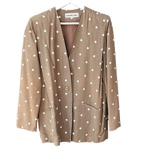 Vintage Brown + White Polka Dot Fitted Blazer